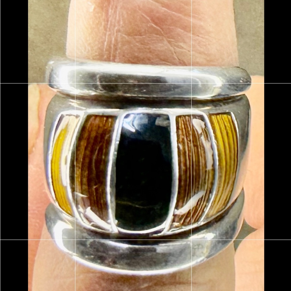 David Andersen of Norway Silver and Enamel Dome Ring. SZ 5
